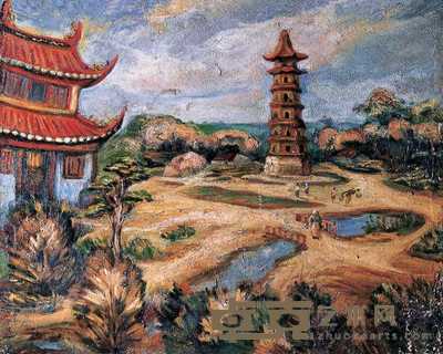 陈澄波 1930年作 苏州盘门瑞光塔 59.5×74cm